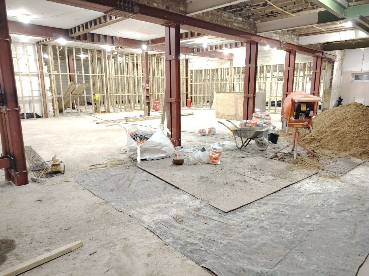 Cleared interior with daylight breaking through